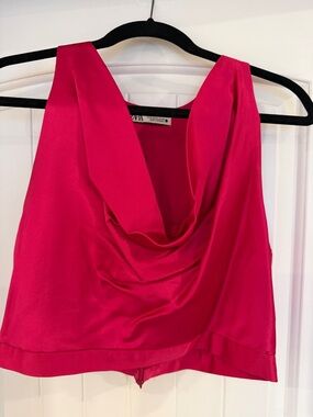 Zara Fuchsia Cowl Neck Satin Camisole XL